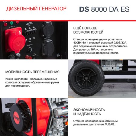 FUBAG Дизельный генератор (трехфазный) с электростартером и коннектором автоматики DS 8000 DA ES в Чебоксарах фото