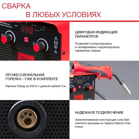 FUBAG Сварочный полуавтомат IRMIG 180 SYN с горелкой 250 А 3 м в комплекте в Чебоксарах фото