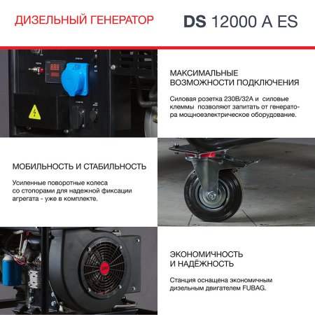 FUBAG Дизельный генератор с электростартером и коннектором автоматики DS 12000 A ES в Чебоксарах фото